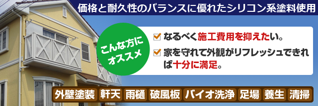 価格と耐久性のバランスに優れたシリコン系塗料使用59.8万円から